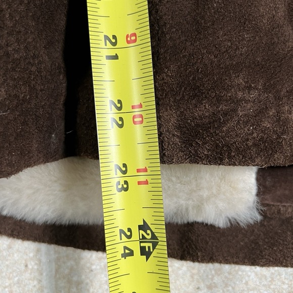 Vintage Y2K Women's Wilsons Leather Maxima Brown Suede Faux Fur Trim Jacket Sz L - Picture 10 of 10